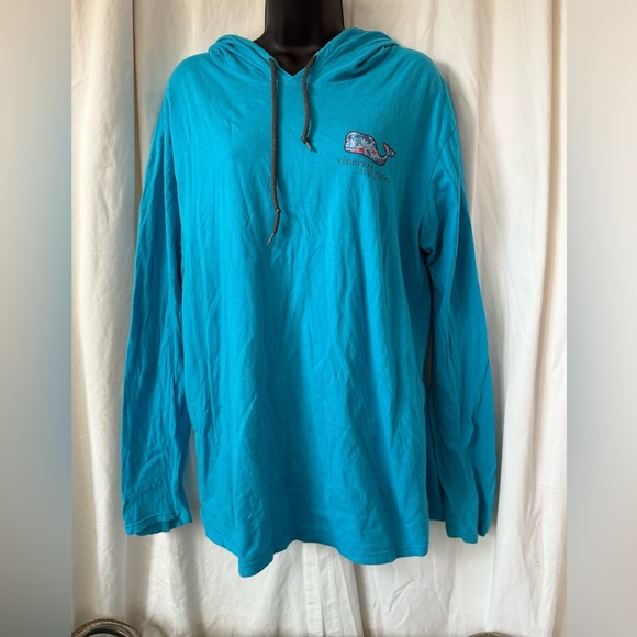 Vineyard Vines Lightweight Cotton Hoodie Womens Sz L ARUBA Edition Tropical Blue - Picture 1 of 6